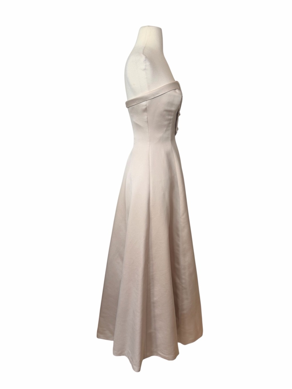 VICTOR COSTA STRAPLESS VINTAGE CHAMPAGNE CRYSAL DRESS. - Picture 7 of 9